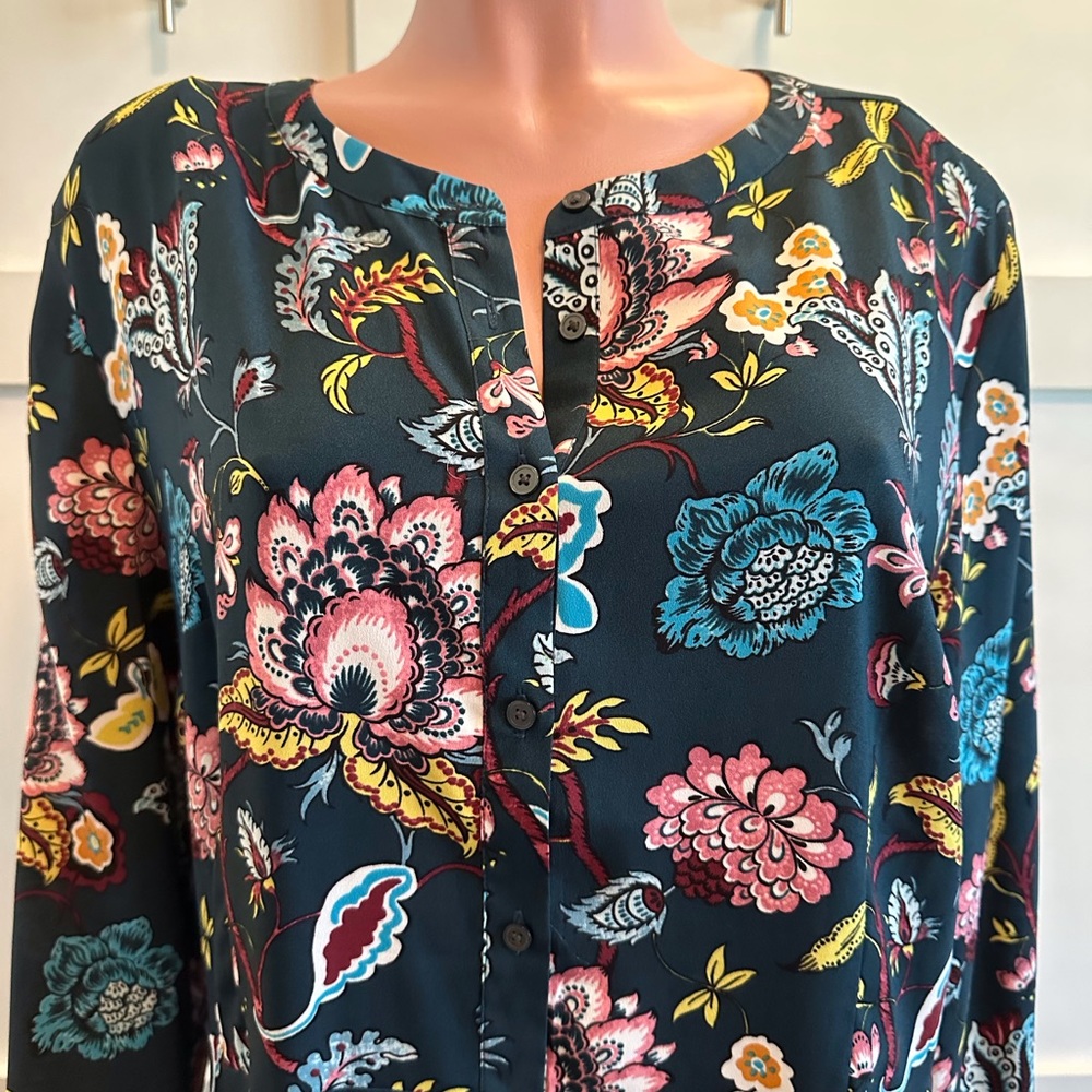 The loft green floral long sleeve dress size 18 - Picture 2 of 12